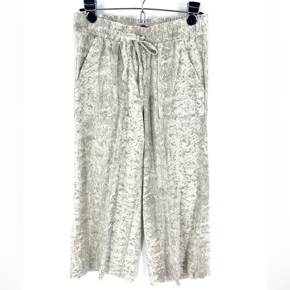 Beau Dawson Linen Blend Wide Leg Pants Womens S Snake Print Lagenlook Beachy - Picture 9 of 9
